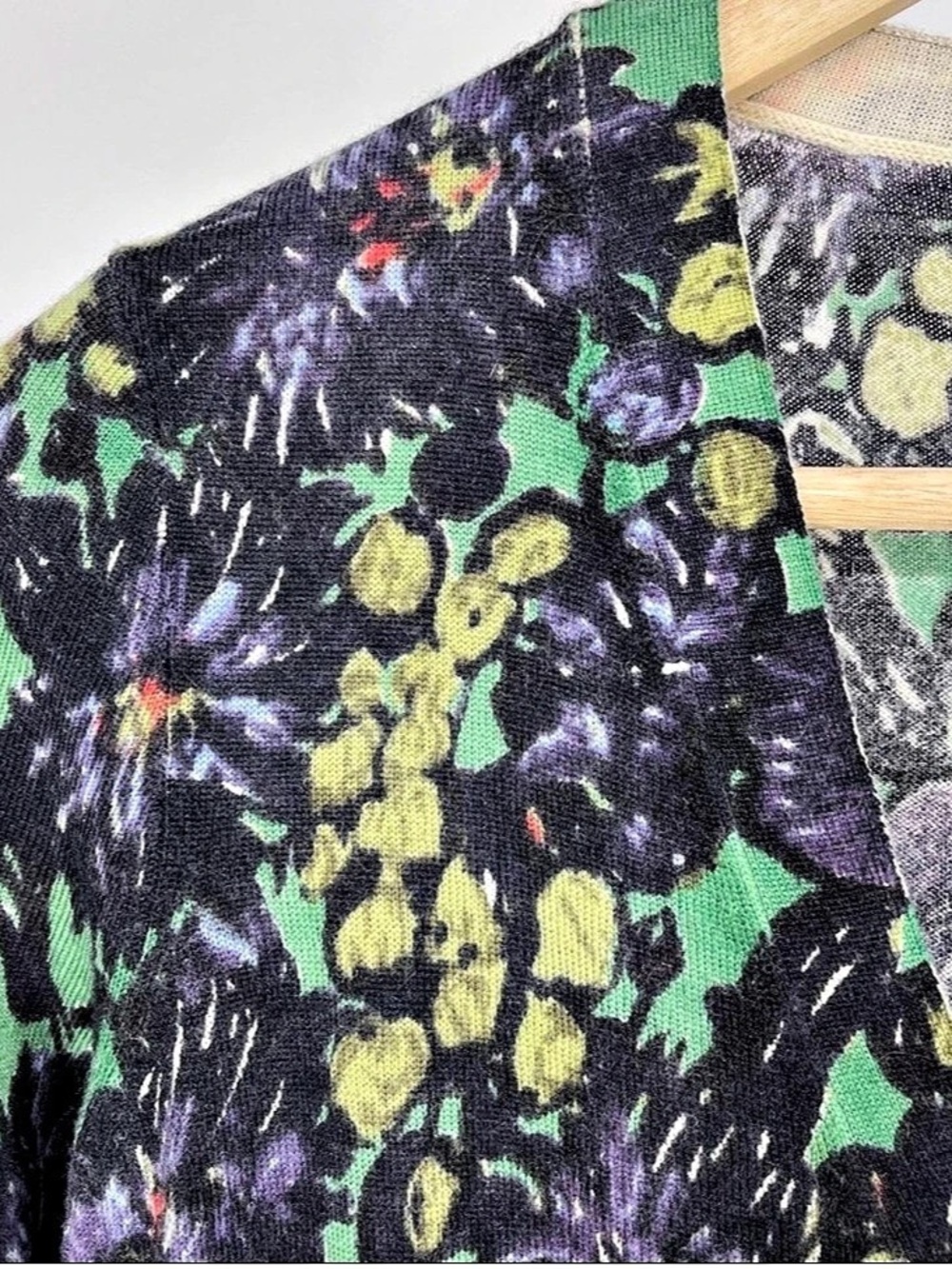 J.Crew Merino Wool Floral Cardigan Green & Purple Medium